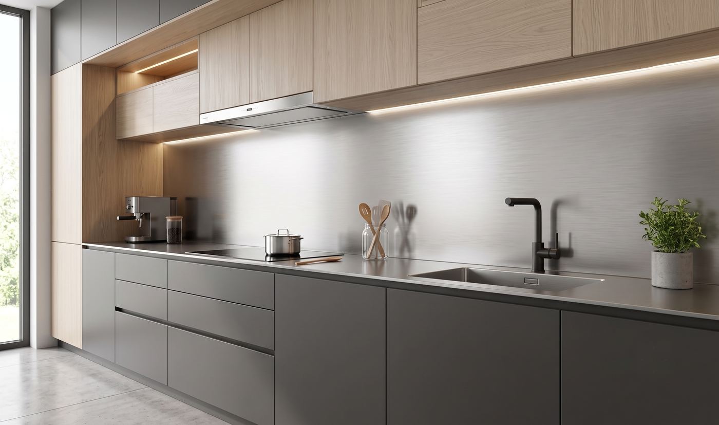 Cocina con revestimiento liso